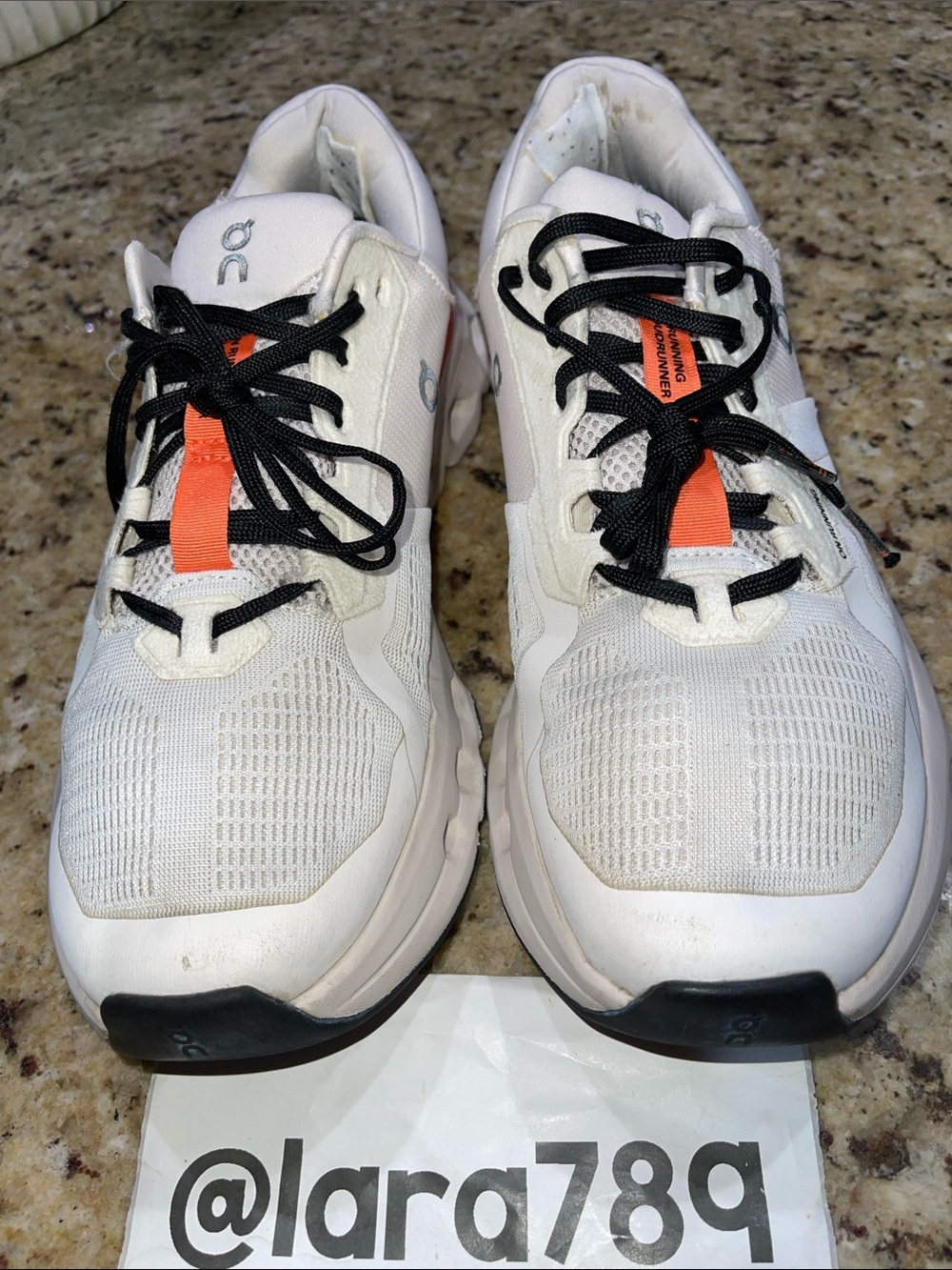 ON Cloudstratus Running Shoes - White with Black & Orange Accents